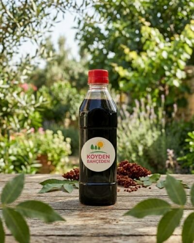 Doğal ev yapımı sıvı sumak ekşisi şişesi - Katkısız ve organik